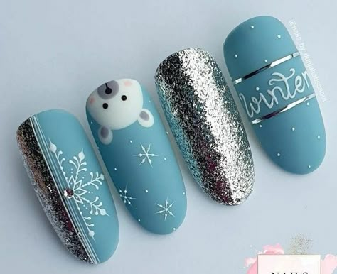 Winter Nails 23, Winter Nail Art 2023, Winter Nail Ideas 2023, Kerstnagels Glitter, Nail Winter 2023, Crismas Nails Art, Winter Nail Designs 2023, Polar Bear Nail Art, Polar Bear Nails