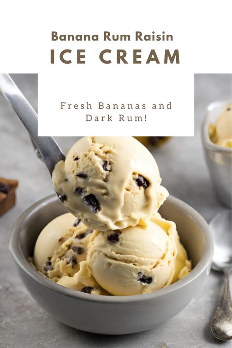 Rum Raisin Ice Cream Recipe, Rum And Raisin Ice Cream Homemade, Rum And Raisin Ice Cream, Rum Raisin Ice Cream, Bananas Recipe, Banana Rum, Vanilla Rum, Liquor Recipes, Brunch Desserts