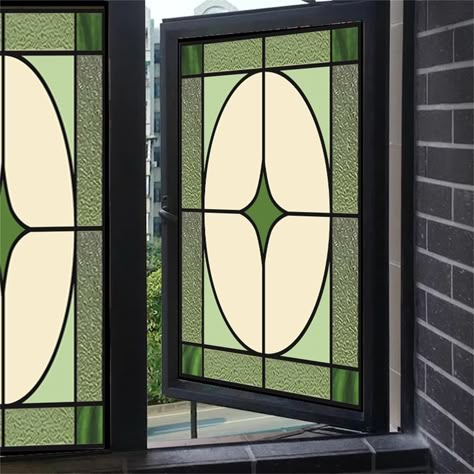 Custom Size Stained Glass Film Non-adhesive Electrostatic - Etsy New Zealand Art Deco Window, Balcony Window, Stained Glass Window Film, Frosted Windows, Privacy Film, Window Privacy, Window Film Privacy, Static Cling, Window Glass