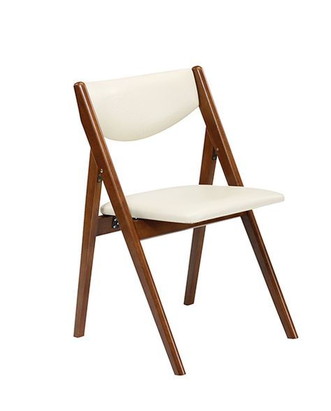 Stakmore Comfort Folding Chair, Fruitwood Frame & Off White Vinyl