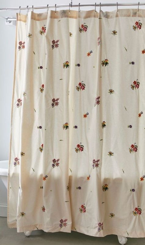 Embroidered Shower Curtain, Urban Outfitters Bathroom, Urban Outfitters Curtains, Cute Shower Curtains, Mediterranean Decor, Floral Shower Curtains, Victorian Decor, Plywood Furniture, Shower Curtain Hooks