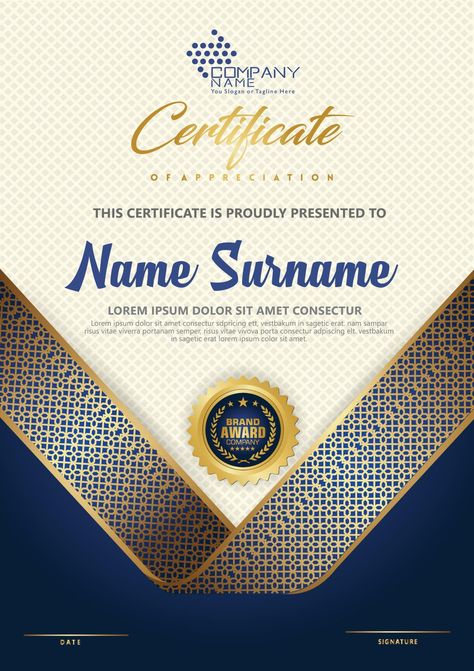 Awards Certificates Design, Facebook And Instagram Logo, Certificate Layout, Certificate Of Achievement Template, Free Certificate Templates, Digital Advertising Design, Award Template, Certificate Background, Diploma Certificate