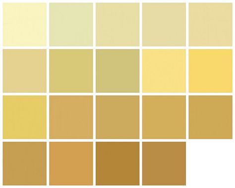 Farrow & Ball Paint: Yellow and Orange Colors  First row, left to right: Lancaster Yellow, Pale Hound, Hound Lemon, Farrow's Cream, Dayroom Yellow.  Second row: Dorset Cream, Gervase Yellow, Hay, Yellow Ground, Babouche.  Third row: Citron, Ciara Yellow, Straw, Print Room Yellow, Sudbury Yellow.  Fourth row: Octagon Yellow, Orangery, India Yellow, Cane. Sudbury Yellow, Gold Paint Colors, Farrow Bal, Yellow Paint Colors, Interior House Colors, Yellow Colour Scheme, Yellow Room, Paint Color Schemes, Farrow And Ball Paint