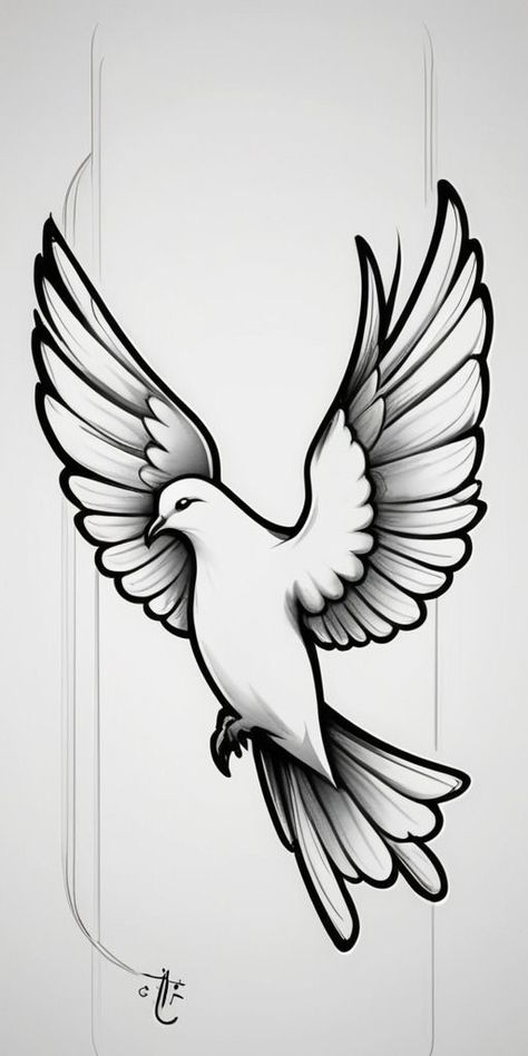 Tato Grunge, Dove Drawing, Dove Tattoo Design, Cool Tattoo Drawings, Dove Tattoo, Bird Stencil, Jesus Artwork, Tattoo Stencil Outline, Tattoo Design Book