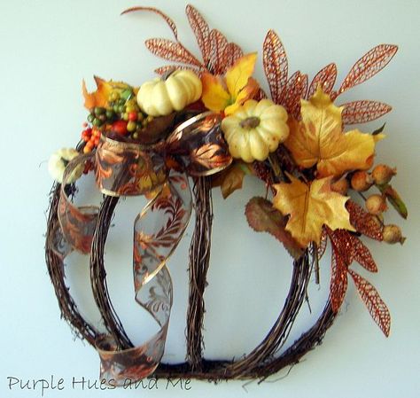 Decorate for Fall by Making a Grapevine Garland Pumpkin Wreath! Grapevine Pumpkin Wreath, Grapevine Ideas, Grapevine Crafts, Grapevine Garland, Grapevine Pumpkin, Pumpkin Wreath Diy, Crafts By Season, Pumpkin Projects, Diy Fall Wreath