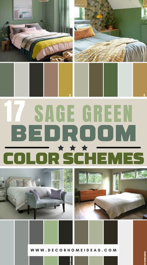 Embrace tranquility and serenity with these 17 sage green bedroom color scheme tones. Dive into the soothing world of sage and create a peaceful and harmonious oasis in your home. Green Bedding Colour Scheme, Relaxing Color Palette Bedrooms, Sage Green And Teal Bedroom, Fun Bedroom Colors, Green Palette Bedroom, Green Color Schemes For The Home, Calming Bedroom Color Ideas, Sage Green Master Room, Green Bedroom Palette