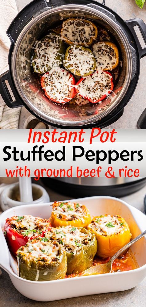 Instant Pot Stuffed Bell Peppers, Instant Pot Stuffed Peppers, Food Ninja, Stuffed Veggies, Apartment Meals, Instapot Meals, Fitness Meals, Comfort Dinner, Pot Recipes Healthy