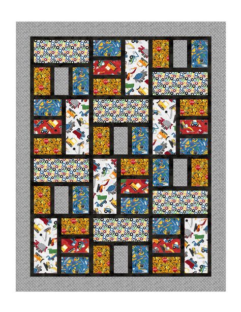 Colchas Quilting, Lap Quilt Patterns, Big Block Quilts, Quilting Designs Patterns, Quilts Patterns, Scrappy Quilt Patterns, Quilt Square Patterns, Construction Zone, Scrap Quilt Patterns