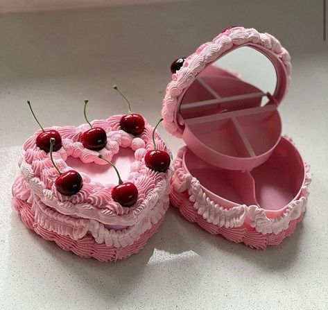 𝑐. on X: "cherry cake jewelry box https://t.co/vj5akTqGy3" / X Jewellery Box Cake, Heart Shaped Jewelry Boxes, Fake Cake Box Ideas, Diy Cake Box Ideas, Cake Jewellery Box Diy, Cherry Gift Ideas, Fake Cake Jewelry Box, Clay Jewelry Box Ideas, Fake Cake Jewelry Box Diy