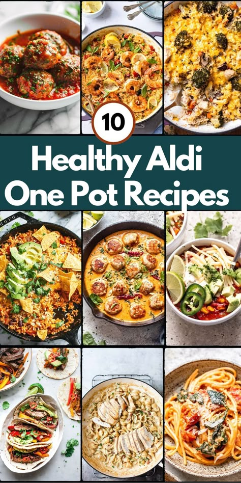 Serve up simplicity with 10 healthy one pot meals, perfect for spring and summer dinners. These Aldi recipes are budget-friendly and ideal for family dining! 1 Pot Healthy Meals, Easy Healthy Aldi Meals, Aldi Food Recipes, Aldi Family Dinners, Healthy Budget Meals For One, Healthy Meals From Aldi, Budget Friendly Healthy Meals For One, Aldi Shopping List Healthy, Aldi Healthy Recipes