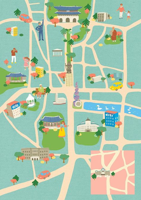 Seoul Street Arts Festival map illustration on Behance | Map art illustration, Illustrated map, Maps illustration design Map Art Illustration, Maps Illustration Design, Festival Map, Maps Illustration, City Maps Illustration, Seoul Map, Seoul Street, Cartoon Map, Street Map Art