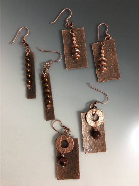 Handmade Artisan Copper Earrings, Rustic Beaded Copper Jewelry, Everyday Copper Hammered Earrings, Hammered Copper Earrings Rustica Jewelry, Copper Jewelry Tutorial, Hammered Copper Jewelry, Copper Jewelry Diy, Hammered Copper Earrings, Metal Jewelry Making