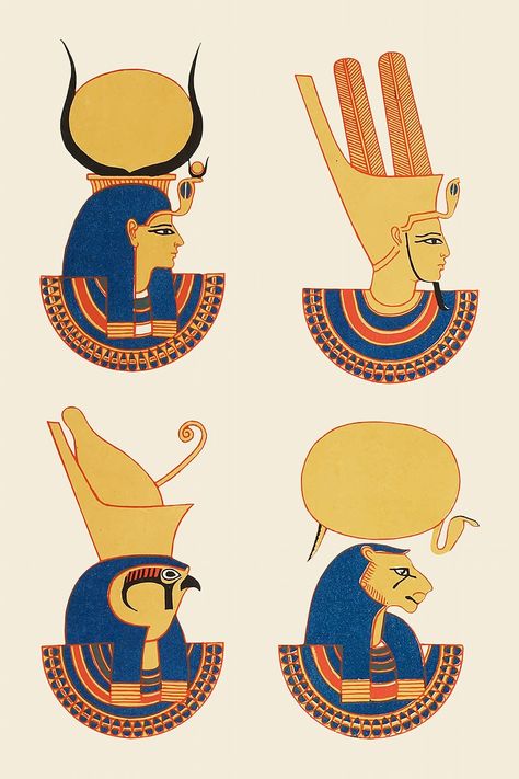 Egyptian Art Drawing, Egyptian Design Pattern, Egyptian Gods And Goddesses, Egyptian Crafts, Egyptian Drawings, Antique Archeology, Egypt Ancient, Egyptian Painting, Ancient Egypt Gods