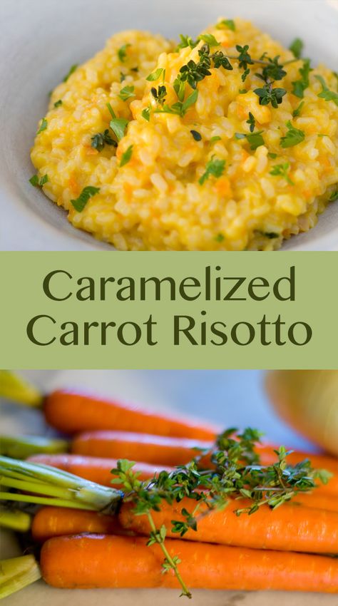 Spring Caramelized Carrot Risotto - a delicious vegetarian main dish or side dish to celebrate spring #vegetarian #risotto #carrots #rice #spring Caramelized Carrot, Carrot Risotto, Filet Mignon Chorizo, Caramelized Carrots, Target Valentines, Diy Easy Recipes, Broiled Chicken, Vegetarian Foods, Vegetarian Main Dishes