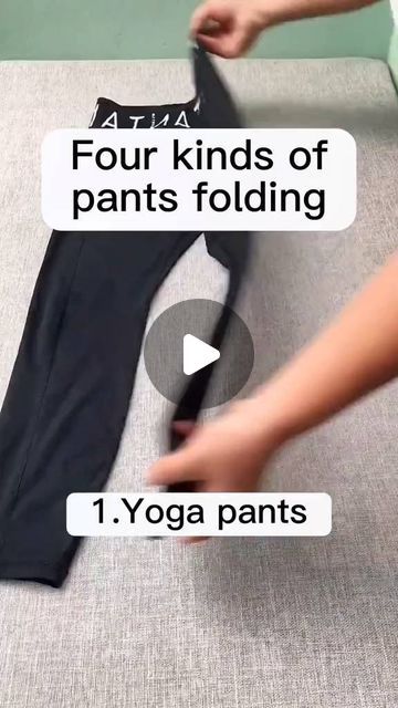 The Folding Hacks on Instagram: "Transform your space with smart storage solutions. Link in bio @thefoldinghacks 🧺🥰!  How to quickly fold your #pants ?If this way helps you,tell me in the comments💕#helpful #howtofold #foldingclothes #tiktok" Folding Track Pants, Pants Folding Hacks Space Saving, How To Fold Pants To Save Space Travel, How To Fold Tights To Save Space, How To Fold Joggers To Save Space, How To Fold Track Pants, Folding Jogging Pants, How To Clothes Fold, Pants Folding