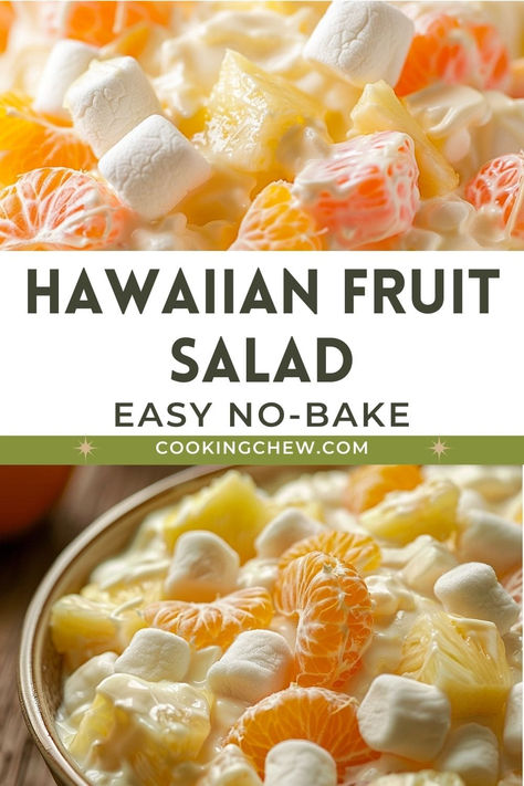 Make this Hawaiian marshmallow fruit salad with canned fruit for a quick and easy dessert. Perfect for parties and gatherings, this fruit salad is both sweet and tangy. Hawaii Fruit Salad, Fruit Sides For Dinner, Colombian Fruit Salad, Salad With Pineapple Recipe, Traditional Fruit Salad, Kids Fruit Salad, Thanksgiving Salads Fruit, Side Dishes With Fruit, Fruit Dish Ideas