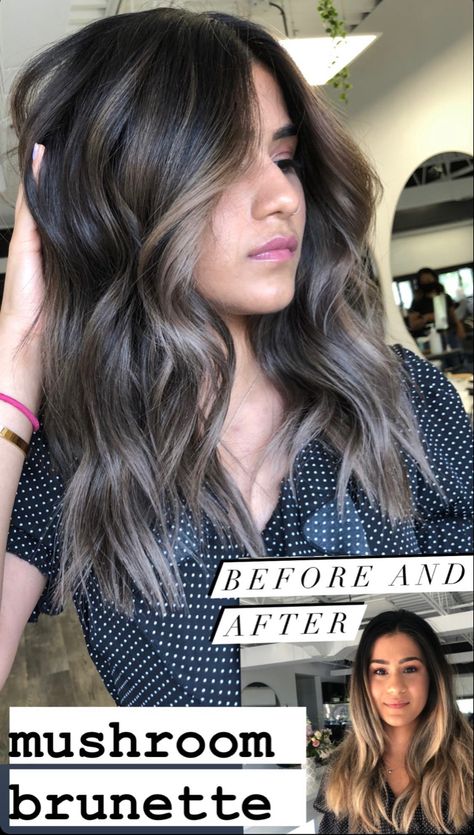 Toner For Brown Hair, Ash Brown Hair Balayage, Cold Hair, Baylage Hair, Black Hair Balayage, Dark Brunette Hair, Hair Color Underneath, Brown Hair Looks, Balayage Hair Dark