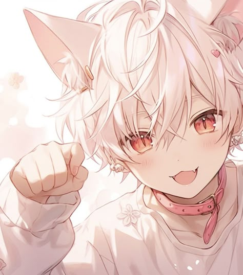 Cute Catboy Pfp, Cute Anime Boys Kawaii, Puppy Boy Anime, Catboys Anime, Catboy Drawing, Kawaii Boy Pfp, Dogboy Anime, Anime Dog Boy, Cat Boy Oc