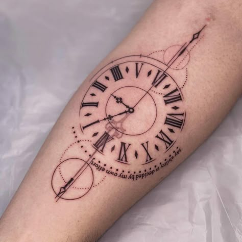 Clock Tattoo Ideas Midnight Clock Tattoo, Tattoo Ideas About Time, Grandfather Clock Tattoos, Pocket Clock Tattoo Design, Stop Watch Tattoo For Women, Watch Tattoo Men, Geometric Clock Tattoo, Tattoo Clock Design, Minimalist Clock Tattoo