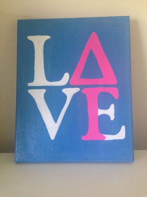 delta gamma love canvas painting Delta Gamma Tattoo, Delta Gamma Paintings Canvases, Delta Gamma Paintings, Delta Canvas Painting, Sorority Crafts Canvases, Delta Gamma Canvas, Delta Gamma Crafts, Delta Gamma Designs, Sleepover Crafts