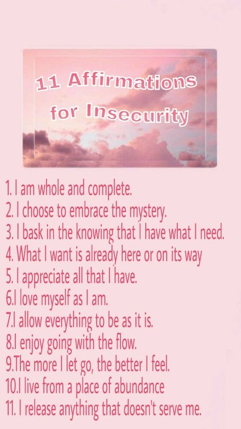 Positive affirmations for insecurity Affirmation For Insecurity, Insecure Affirmations, Spiritual Journaling, Affirmations Confidence, Insecure People, Diva Quotes, Positive Quotes Wallpaper, In My Feels, Practicing Self Love