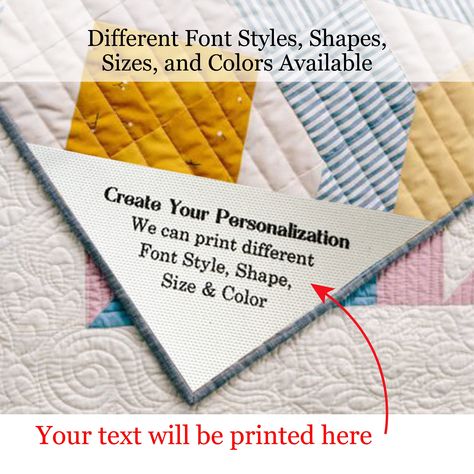 Custom Quilt Labels, Labels For Handmade Items, Custom Fabric Labels, Handmade Labels, Different Font Styles, Sewing Labels, Quilt Labels, Fabric Labels, Custom Quilts