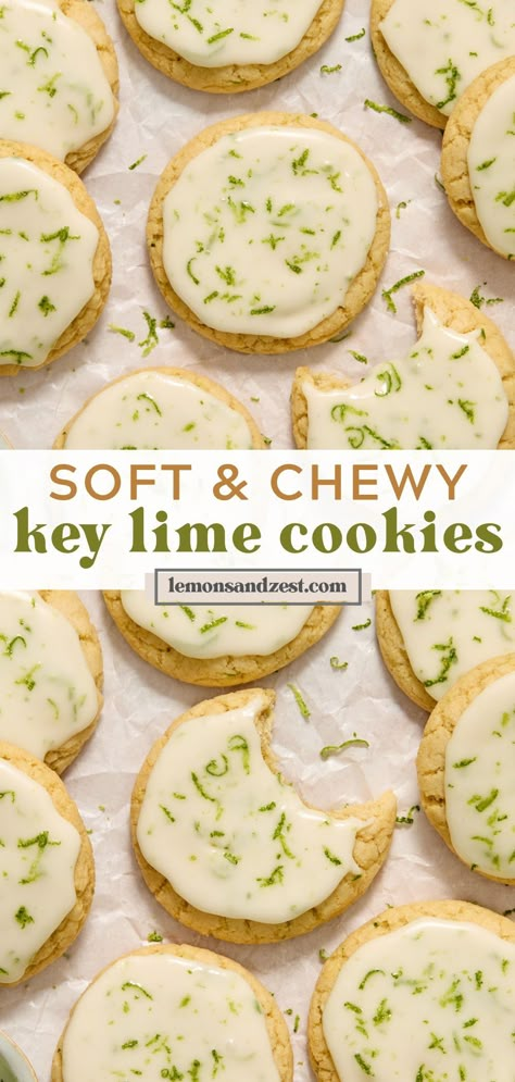 Bored Baking, Key Lime Glaze, Summer Cookie Recipes, Key Lime Recipes, Key Lime Cookies, Lime Glaze, Cookies Bakery, Lime Cookies, Lime Desserts