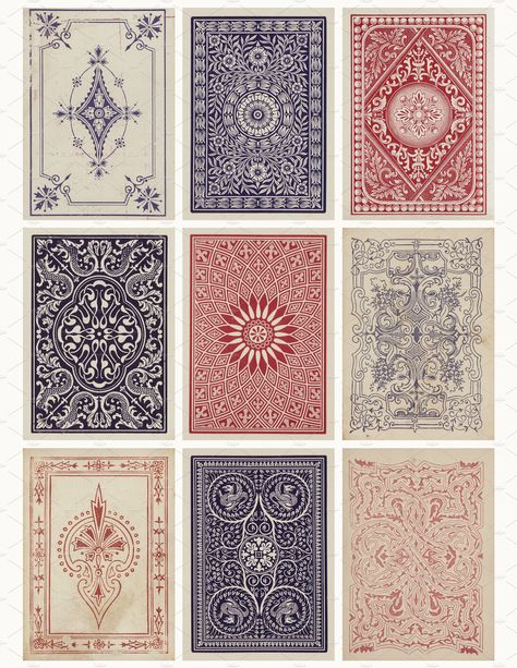 Antique Playing Cards Collage Sheet by Jodie Lee Studio on @creativemarket Playing Card Design, Game Card Design, Playing Cards Art, Playing Cards Design, Vintage Playing Cards, Card Pattern, Card Inspo, Playing Card Deck, Cards Art