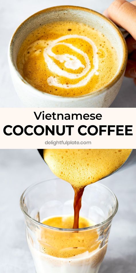 Vietnamese Coffee Recipe, Coconut Drinks, Vietnamese Coffee, Coconut Coffee, Coffee Drink Recipes, Drink Milk, Coffee Cafe, Tea Recipes, Coffee Recipes