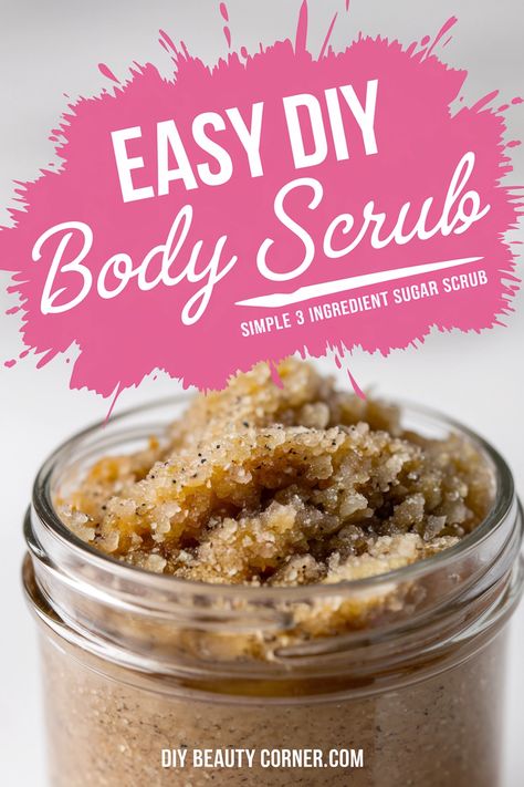 Creating a simple sugar scrub at home is an enjoyable and effective way to treat your skin with care. This easy 3-ingredient sugar scrub combines sugar, your choice of oil, Hand Sugar Scrub Diy, At Home Exfoliating Body Scrub, Homemade Shower Scrub, Home Made Sugar Scrub Recipe, Sugar Scrub Diy Without Coconut Oil, Diy Scrubs Body Sugar, Home Made Body Scrub Recipe, Diy Bath Scrub Recipes, Sugar Scrub Diy Easy