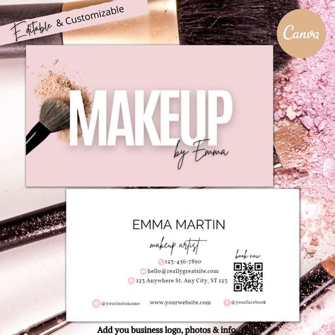 Excited to share this item from my #etsy shop: DIY Business Card, Business Card, Makeup Artist Business Card, Makeup Artist, Beauty Business Card, QR Business Card, Esthetician, Pink, Makeup Artist Business Cards Design, Qr Business Card, Makeup Artist Cards, Card Makeup, Makeup Business Cards, Artist Business Card, Card Edit, Buisness Cards, Handmade Logo