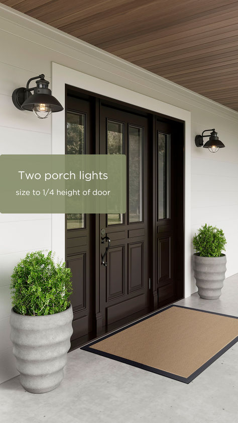 Tips for styling outdoor and landscape lighting on and around your home's exterior. Outdoor Barn Lights, Porch Lighting Ideas, Outdoor Lights Ideas, Landscape Lighting Ideas, Black Outdoor Lights, Lights Outdoors, Rustic Front Porch, Outdoor Gardens Landscaping, Barn Lights