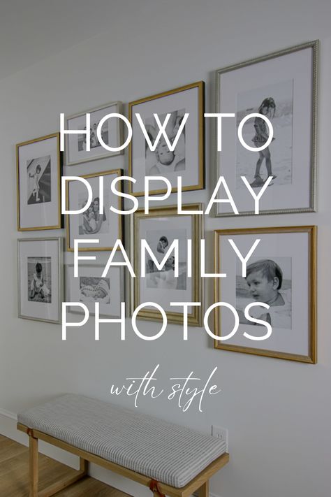 Learn how yo personalize your walls with family photos. Which photos to use and all the different gallery layouts. I found the best affordable gallery in a box that you don't want to miss! Photos On Living Room Wall, Photo Wall Collage Sizes, Off Center Gallery Wall, Photo Wall 4 Frames, Mixtiles Photo Wall Wedding, Picture Frame Layouts On Wall, Picture Frame Wall Ideas Hallway, Family Photo Accent Wall, Family Photo Canvas Wall Ideas