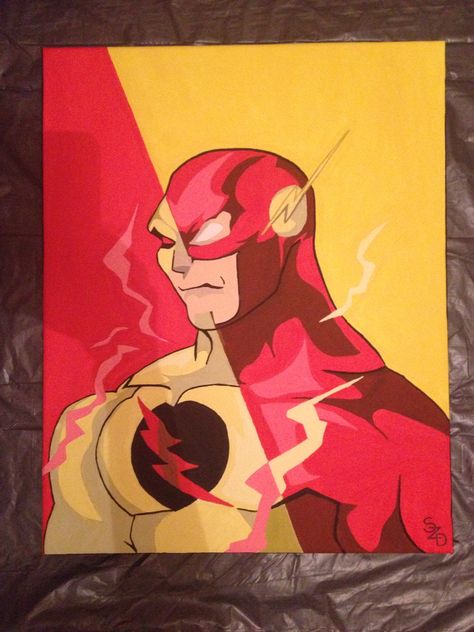 Flash/Reverse Flash painting The Flash Painting, Flash Painting, Pencil Art For Beginners, Superhero Painting, Flash Drawing, Reverse Flash, Clown Tattoo, Fastest Man, Meaningful Art