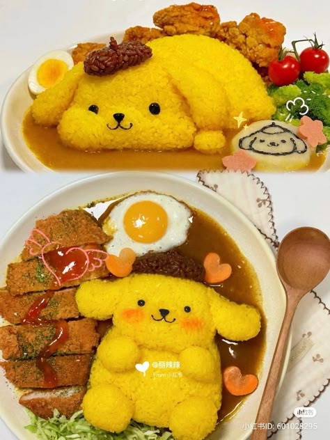 Pompompurin Food, Kotak Bento, Sanrio Food, Kawaii Foods, Adorable Food, 귀여운 음식 그림, Kawaii Cooking, Cute Baking, Cute Snacks