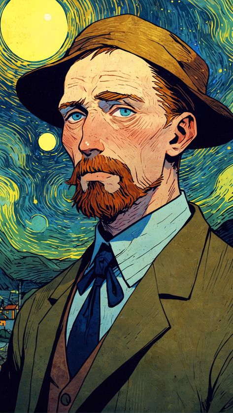 Vincent Van Gogh~ Junji Ito~ H. P Lovecraft~ Suteki Da Ne. Masterpiece. Moo moo. Matrixcore. Beautiful. God rays. Vincent Van Gogh Illustration, Von Gough, Vincent Van Gogh Drawings, Van Gogh Illustration, Artist Motivation, God Rays, Van Gogh Drawings, فنسنت فان جوخ, Van Gogh Wallpaper