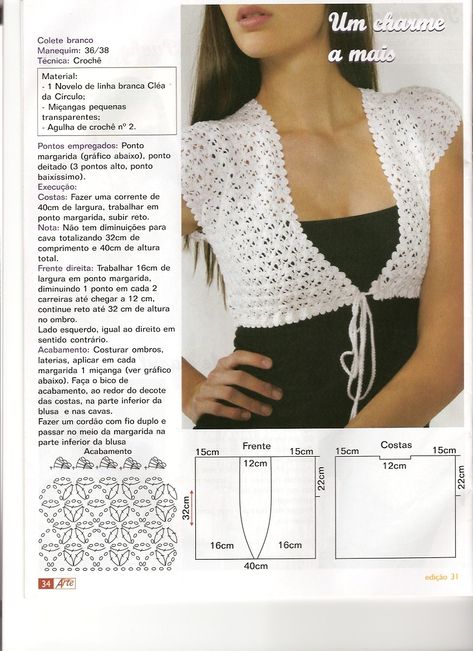 Apron Vintage, Gilet Crochet, Black Crochet Dress, Crochet Stitches Diagram, Quick Crochet Patterns, Crochet Ladies Tops, Crochet Bolero, Crochet Shrug, Crochet Coat