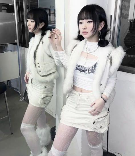 White Goth Outfit, White Skirt Outfits, Acubi Fashion, White Goth, I'm With The Band, Cute Costumes, Y2k Outfits, White Outfit, January 15