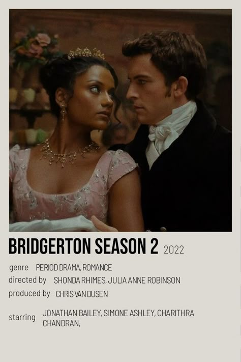 Bridgerton Season 2, Movie Character Posters, Minimalist Polaroid Poster, Kate Sharma, Simone Ashley, Anthony Bridgerton, Jonathan Bailey, Iconic Movie Posters, Polaroid Posters