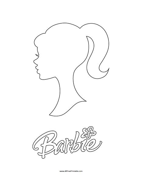 Barbie Pencil Drawing, Barbie Head Silhouette, Barbie Silhouette Printable Free, Easy Barbie Drawing, Barbie Sketches Pencil, Barbie Logo Printable Free, Barbie Stencil Free Printable, Barbie Drawing Ideas, Barbie Face Drawing