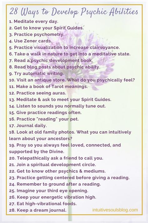 There are lots of ways to develop your psychic and mediumship abilities.  Here’s a list of some of the different ways that you can practice opening up your gifts.  Have fun! :) Read the full post with explanations here:   28 Psychic Development Tips Magia Das Ervas, Wiccan Spell Book, Witchcraft Spell Books, Witch Spell Book, Witchcraft For Beginners, Psychic Development, Tarot Learning, Psychic Mediums, Meal Replacement