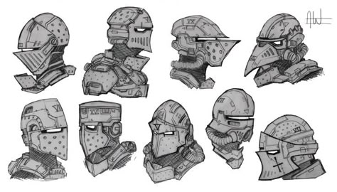 Copper Armor, Helmet Concept, Armor Drawing, Medieval Helmets, Knights Helmet, 다크 판타지, 캐릭터 드로잉, Concept Art Drawing, Helmet Design