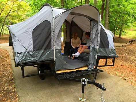 Motorcycle Camper Trailer, Atv Utility Trailer, Motorcycle Campers, Folding Campers, Motorcycle Camping Gear, Camping Accesorios, Atv Trailers, Motorcycle Camping, Tent Campers