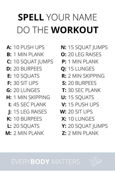 Alphabet Workout Challenge, Alphabet Workout, Spell Your Name Workout, Workout Names, Spell Your Name, Train Like A Beast, Blessing Bags, Training Workouts, Weight Workout