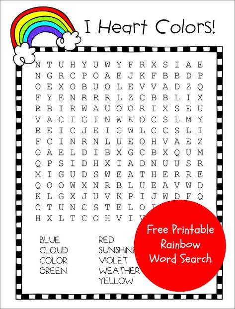 RAINBOWS RAINBOWS RAINBOWS! This rainbow word search puzzle is so fun and what's even better... its a FREE printable!  #rainbow #colors #brightandcolorful #wordsearch #puzzle #sun #free #printable Pride Coloring Pages, Gratitude Diary, Rainbow Words, Rainbow Activities, Laura Kelly, Rainbow Diy, Rainbow Printable, Shaped Cookies, Library Activities