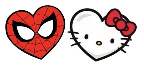 Spiderman And Hello Kitty, Hello Kitty And Spiderman, Drawing Hearts, Spiderman Stickers, Minecraft Diy, Hello Kitty Design, Hello Kitty Tattoos, Spiderman Drawing