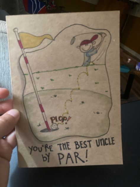 Golf, uncle, drawing, birthday card Uncle Bday Card, Diy Birthday Card For Uncle, Grandpa Birthday Card, Golfers Birthday, Drawing Birthday, Uncle Birthday, 70th Birthday Card, Card Inspo, Fishing Diy