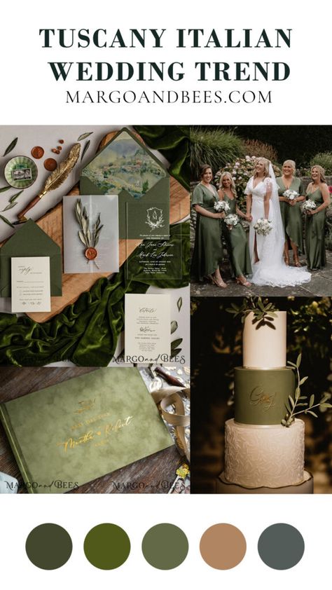 Under The Tuscan Sun Wedding, Italian Vineyard Wedding Tuscany Italy, Olive Green Themed Wedding, Olive Green And Gray Wedding, Olive Tree Wedding Theme, Tuscan Wedding Colors, Tuscan Wedding Theme Rustic Italian Bridesmaid Dresses, Olive Wedding Colors Colour Palettes, Olive And Beige Wedding