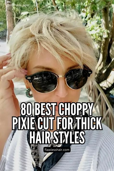 Are you in a search of inspiration for your new hairstyle? Look no further than these choppy pixie cut for thick hair ideas. These styles are specially designed for your hair texture and if you read one, you'll understand why. Pixie Cut For Thick Hair, Choppy Pixie, Cute Pixie Haircuts, Kort Bob, Choppy Pixie Cut, Pixie Bob Hairstyles, Short Choppy Haircuts, Longer Pixie Haircut, Choppy Haircuts