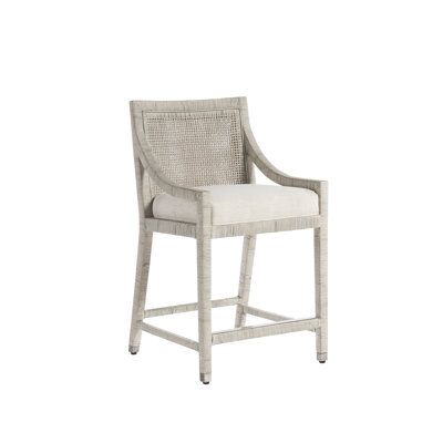 Add unmatched eloquence to dining spaces with the Longboat counter chair. A delightful meshing of woven rattan and fabric. Coastal Living™ by Universal Furniture Longboat 24" Counter Stool - Bar Stools in White | Size 38.0 H x 22.0 W x 22.0 D in | Perigold Counter Chair, Counter Chairs, Furniture Slipcovers, Upholstered Side Chair, Woven Rattan, Solid Wood Dining Table, Universal Furniture, Shelf Styling, Kitchen Bar Stools